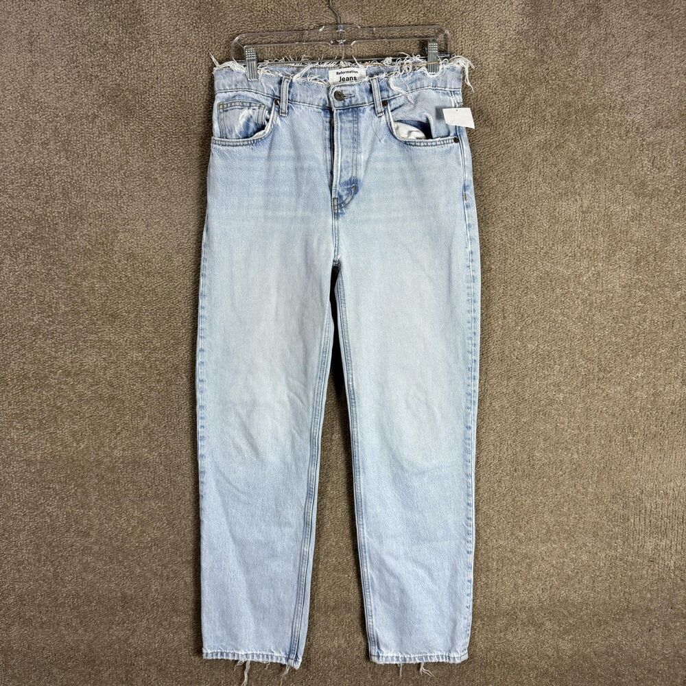 Reformation Jeans Womens 26 Casey Relaxed Mid Rise Straight‎ Button Fly Denim
